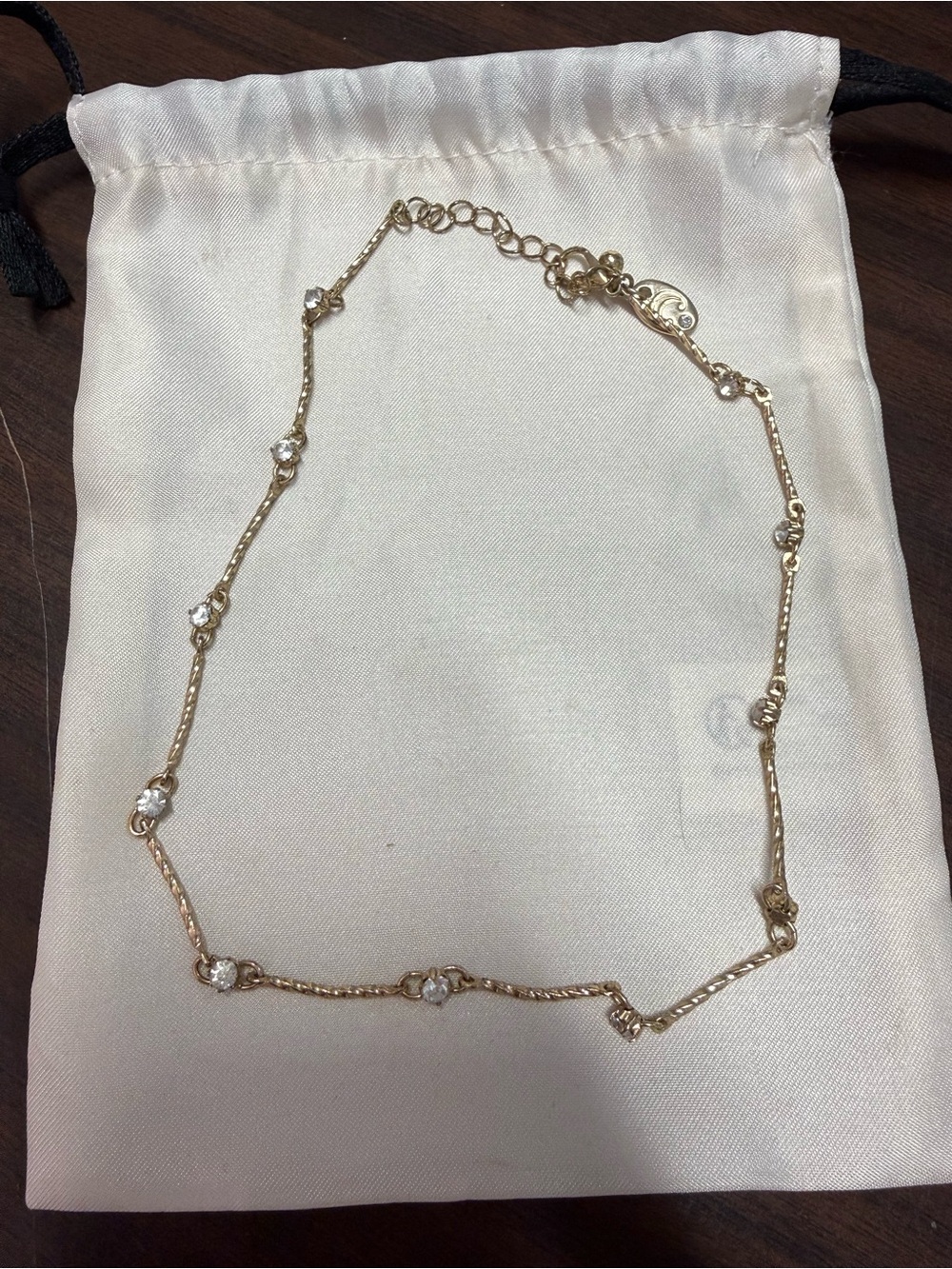 Delicate Gold Chain Necklace with Crystal Accents
